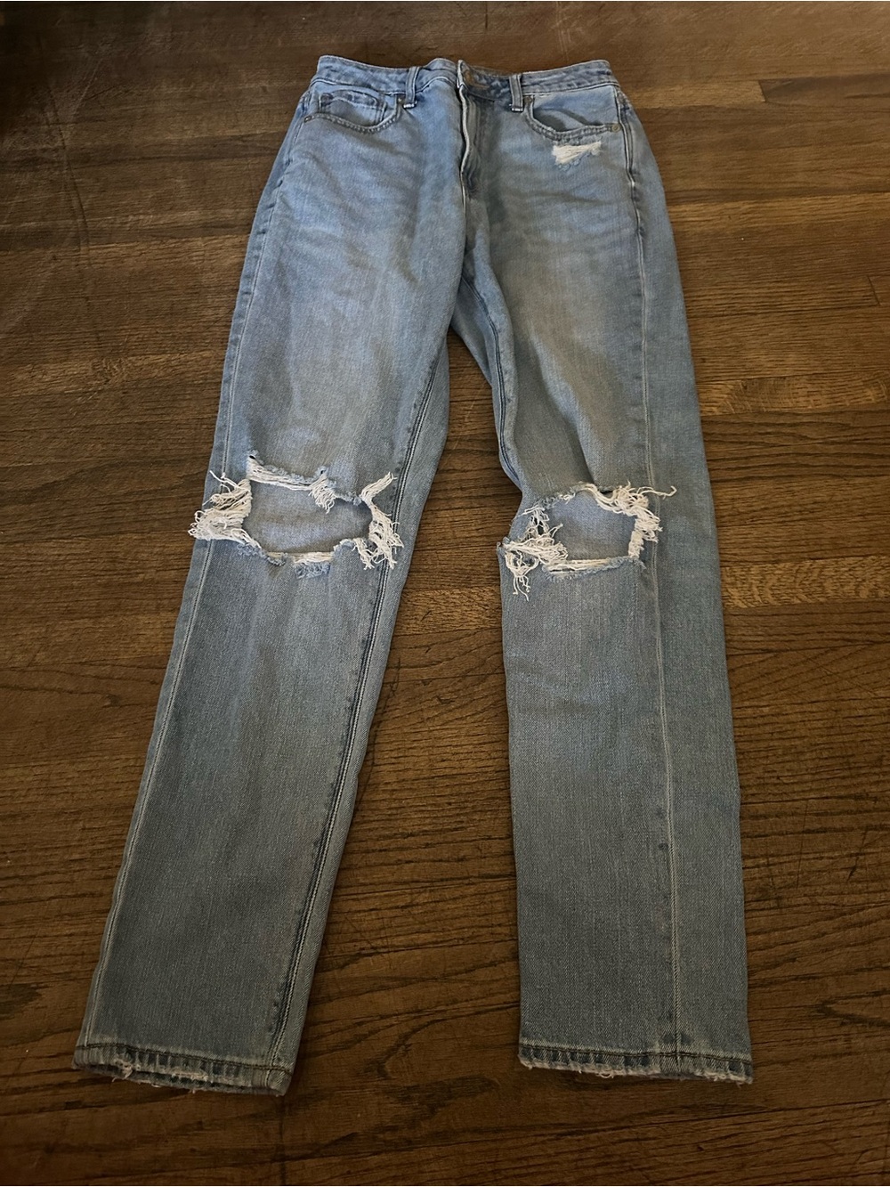 American Eagle Outfitters Light Blue Ripped Straight Jeans